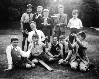 Evacuated Pupils with Model Aeroplanes